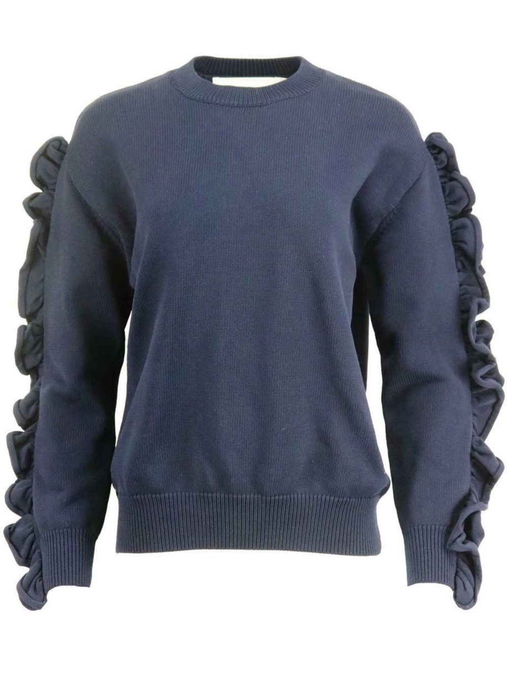 Victoria, Victoria Beckham Ruffle Trimmed Ribbed Knit Sweater size 2